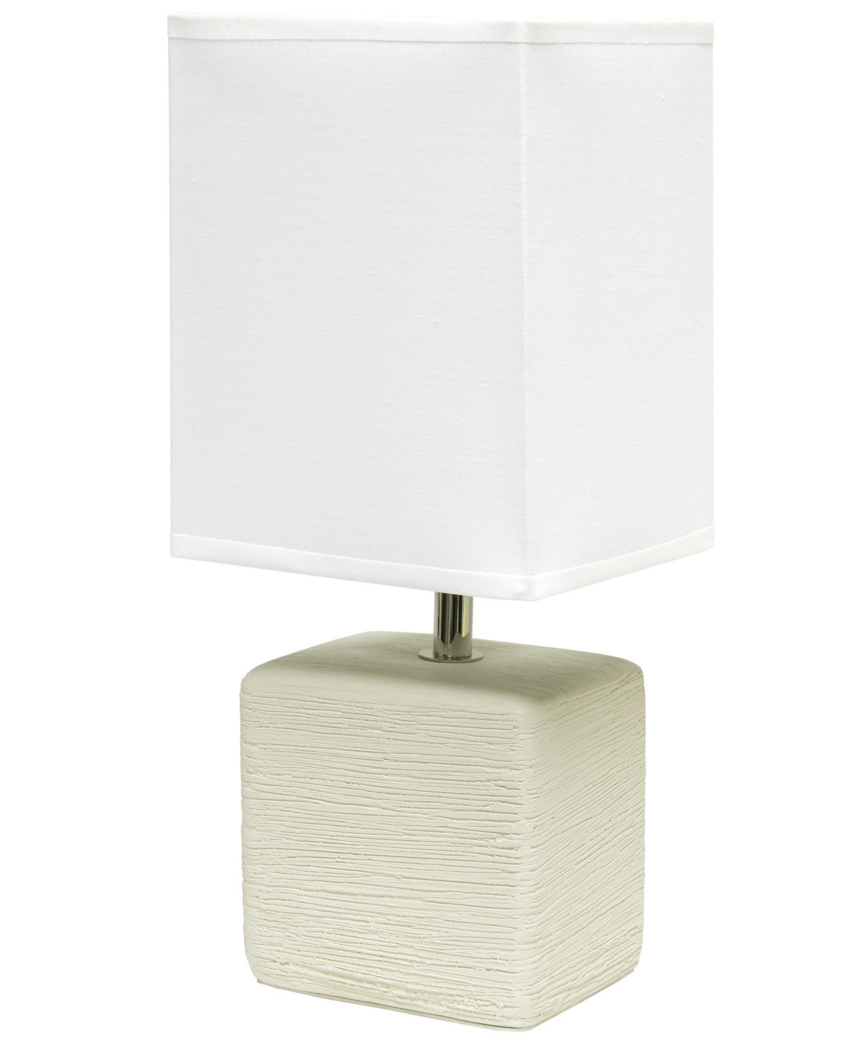 Simple Designs Petite Stone Table Lamp With Shade In Off White Base,white Shade