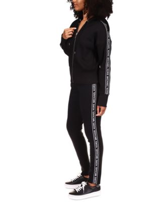 Michael Kors Logo Stripe Zipper Hoodie 