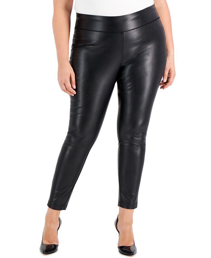 INC International Concepts Faux-Leather Ankle-Length Skinny Pants ...