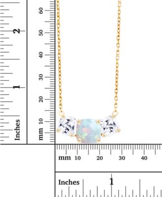 Lab-Grown Opal (1/4 ct. t.w.) & Lab-Grown White Sapphire (1 ct. t.w.)  Triple Stone 18" Pendant Necklace