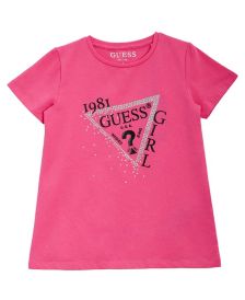 Toddler Girls Glitter Print Logo Short Sleeve T-shirt