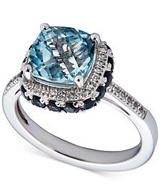 Blue Topaz Halo Ring (2 ct. t.w.) in Sterling Silver (Also in Black Sapphire, Garnet, & Rose de France Amethyst)