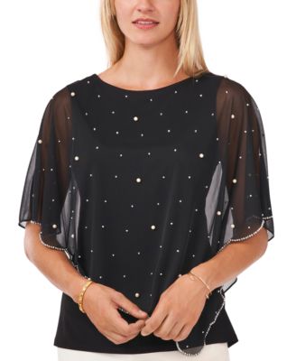 MSK - Asymmetrical Beaded Cape Top