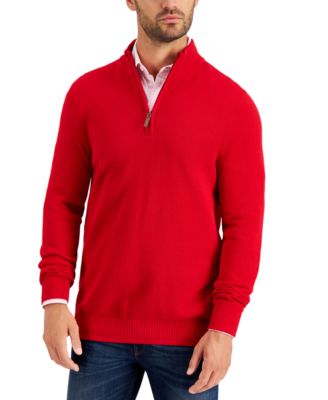 red half zip sweater