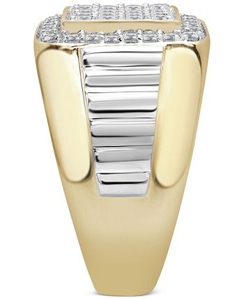 Macy's - Men's Diamond Cluster Ring (1 ct. t.w.) in 10k Gold, White Gold and White Rhodium