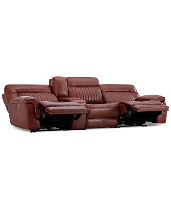 Furniture - Thaniel 4-Pc. Leather Sectional with 2 Power Recliners and 1 USB Console