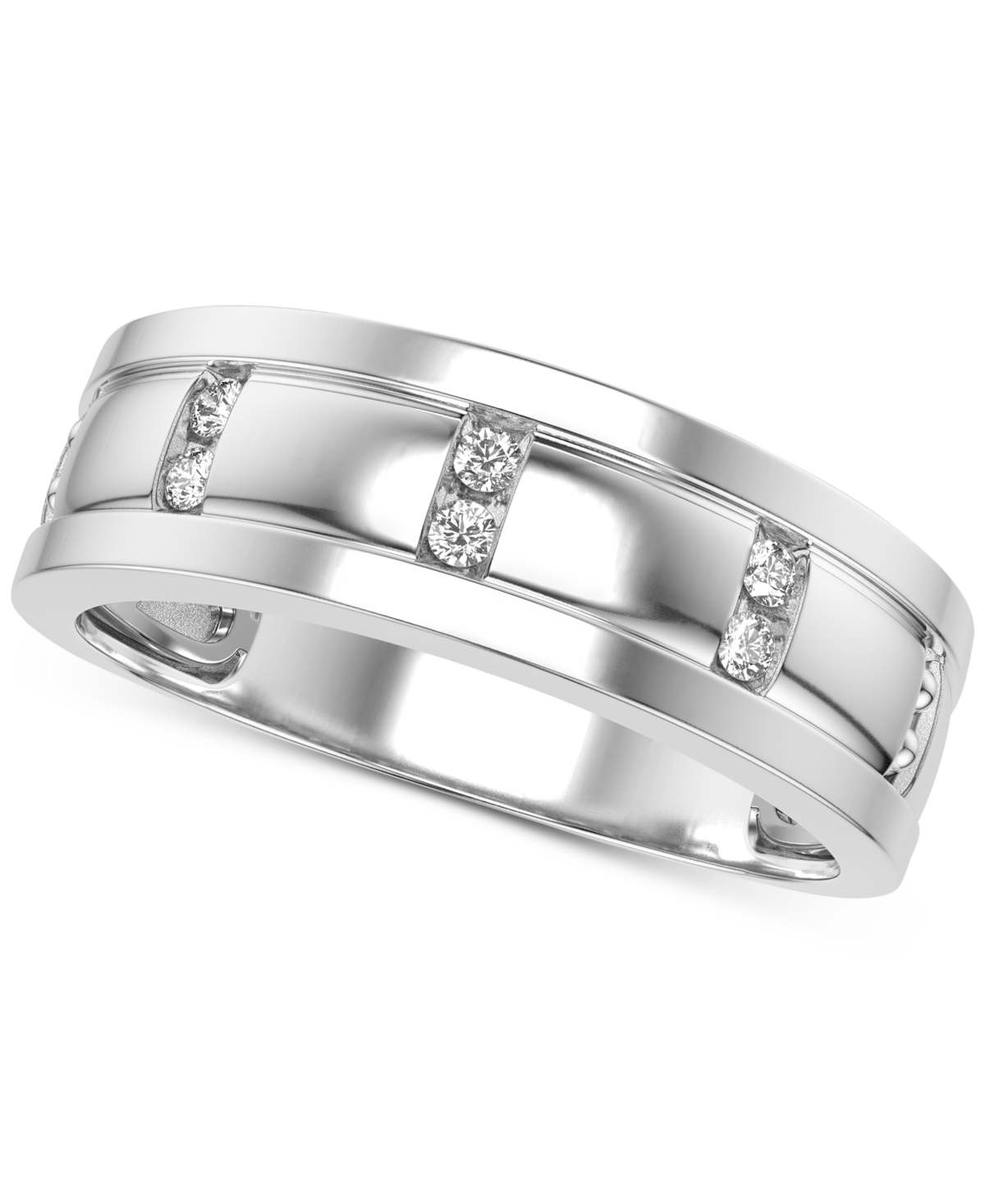 Men's Diamond Band (1/10 ct. t.w.) in 10k White Gold
