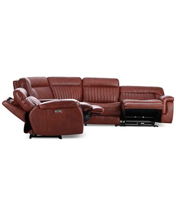 Furniture - Thaniel 6-Pc. Leather Sectional with 2 Power Recliners and 1 USB Console