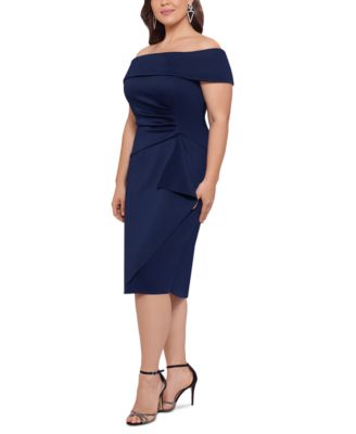 plus size off shoulder cocktail dress