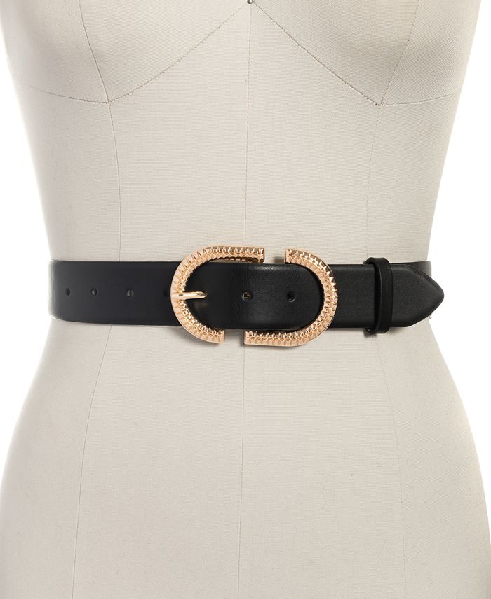 INC International Concepts Textured Buckle Belt, Created for Macy's ...