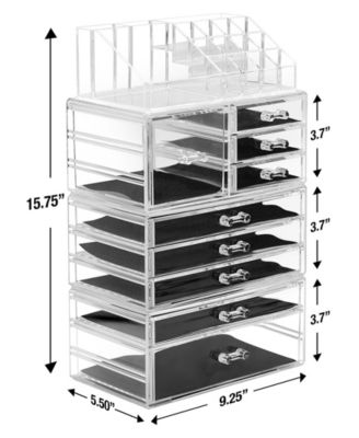 4-piece Makeup and Jewelry Storage Case Display - Spacious Design - Great for Bathroom, Dresser, Vanity and Countertop