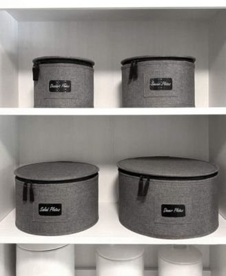 5-Piece Stackable Plate Carrier Set for Dinnerware, Plate Organization and Storage with Felt Plate Protector