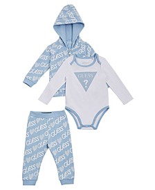 Baby Boys and Girls Logo Bodysuit, Hoodie and Jogger Set, 3 Piece