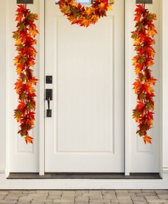 6' L Fall Lighted Maple Leaves Garland