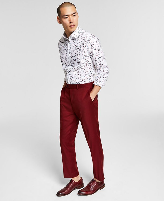 Bar III Men's Slim-Fit Red Solid Suit Pants, Created for Macy's - Macy's