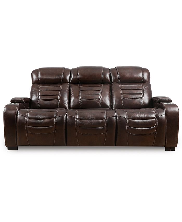 Furniture Raylander 89" Leather Power Sofa, Created for Macy's