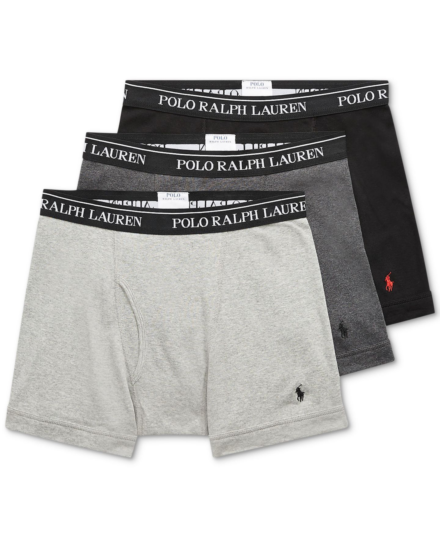 Трусы-боксеры для мужчин, хлопок, 3 шт. — Polo Ralph Lauren, цвет: Чёрный / Серый — фото 1