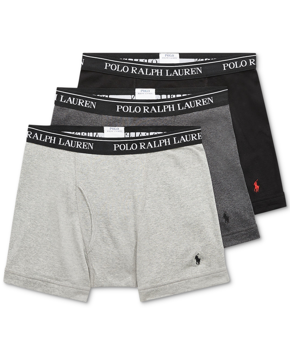 Shop Polo Ralph Lauren Men's 3-pack Big & Tall Cotton Boxer Briefs In Black,grey
