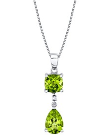 Peridot (3-5/8 ct. t.w.) & Diamond Accent Double Drop 18" Pendant Necklace in Sterling Silver