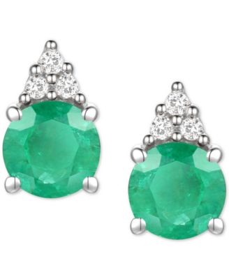 Sapphire (7/8 ct. t.w.) & Diamond Accent Stud Earrings in 14k Yellow Gold (Also in Emerald, Ruby, Morganite & Tanzanite)