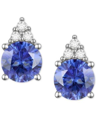 Sapphire (7/8 ct. t.w.) & Diamond Accent Stud Earrings in 14k Yellow Gold (Also in Emerald, Ruby, Morganite & Tanzanite)