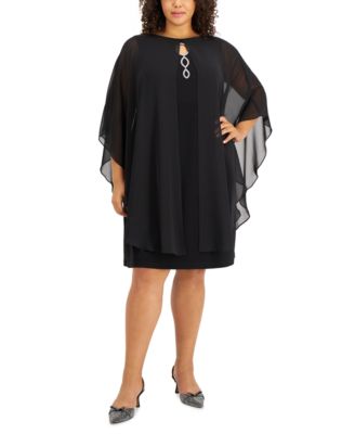 Connected - Plus Size Sheer-Overlay Sheath Dress