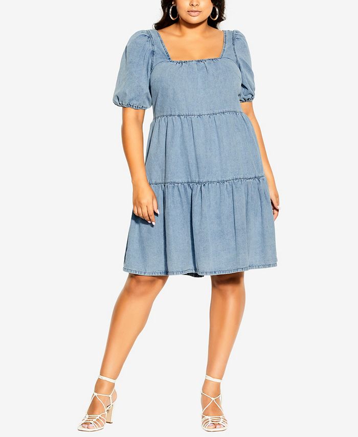 City Chic Plus Size Denim Tier Dress Macy s