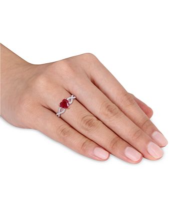 Macy's - Ruby (1-3/4 ct. t.w.) & Diamond (1/4 ct. t.w.) Heart Ring in 14k Rose & White Gold