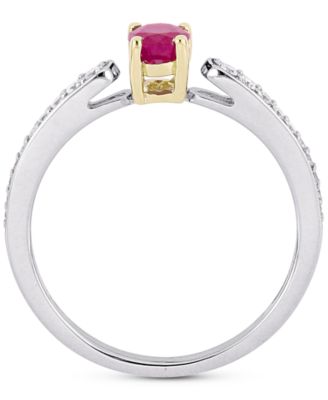 Ruby (5/8 ct. t.w.) & Diamond (1/6 ct. t.w.) Ring in 10k Gold & White Gold
