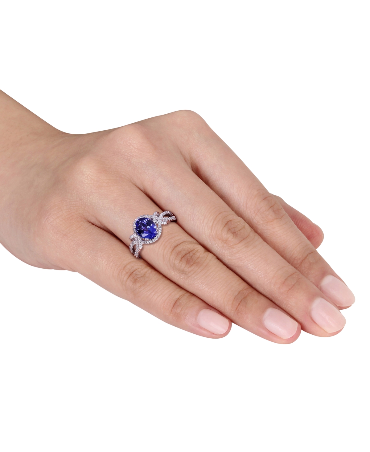 (1-4/5 ct. t.w.) & Diamond (1/3 ct. t.w.) Openwork Statement Ring in 14k White Gold - Tanzanite