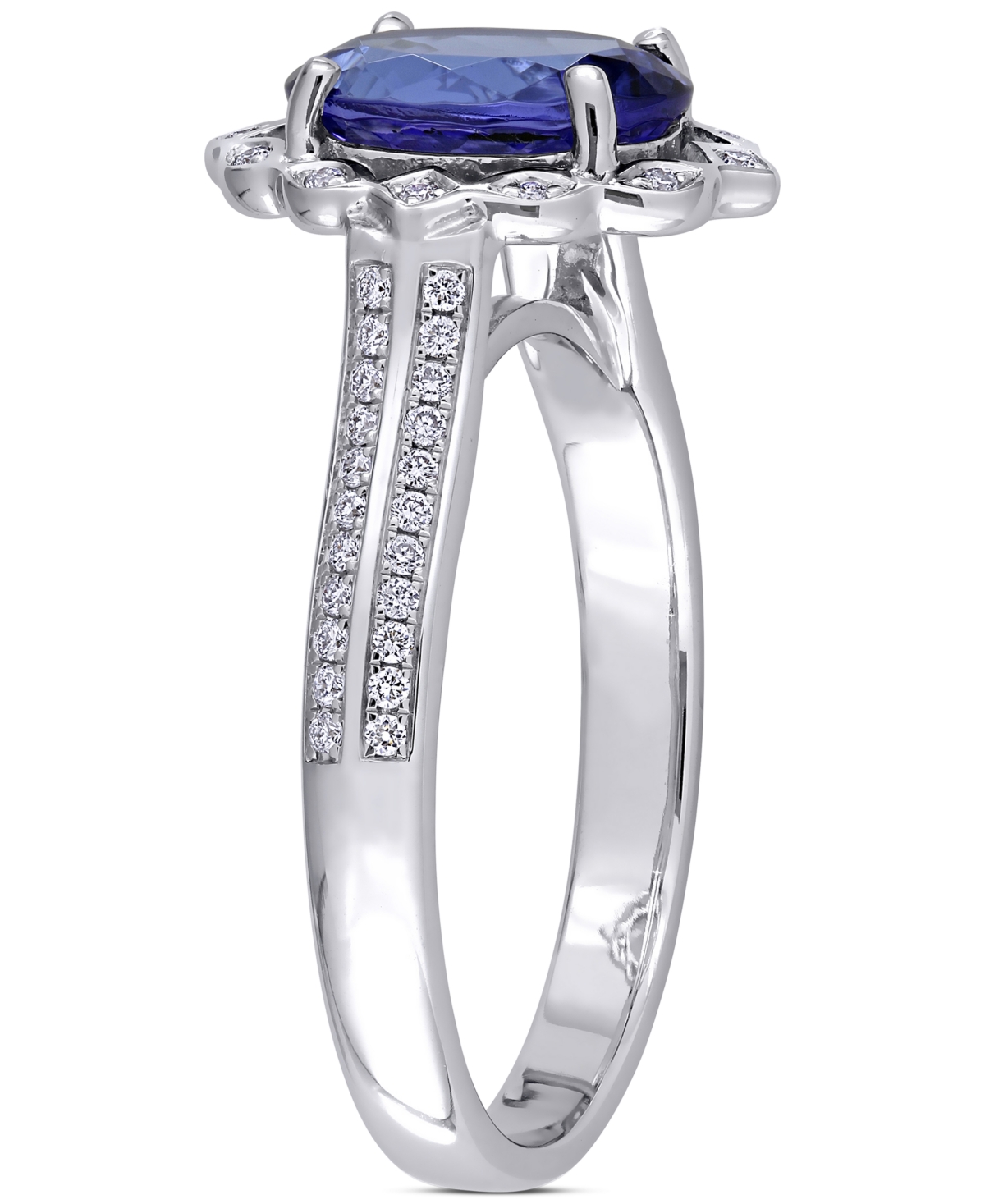 (1-4/5 ct. t.w.) & Diamond (1/6 ct. t.w.) Statement Ring in 14k White Gold - Tanzanite