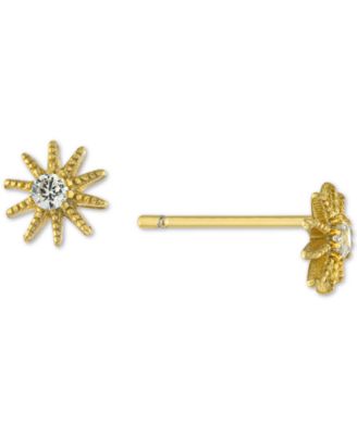 Macy's - Cubic Zirconia Sun Ray Stud Earrings in Gold-Plated Sterling Silver