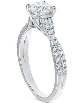 De Beers Forevermark - Diamond Round-Cut Twisted Pav&eacute; Engagement Ring (7/8 ct. t.w.) in 14k White Gold