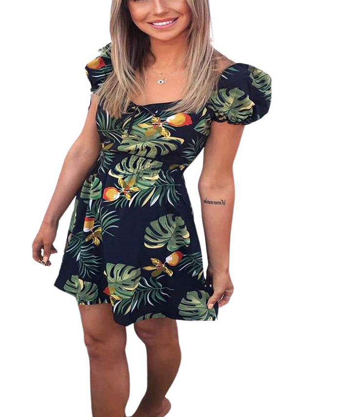 Leaf print top dress ax paris
