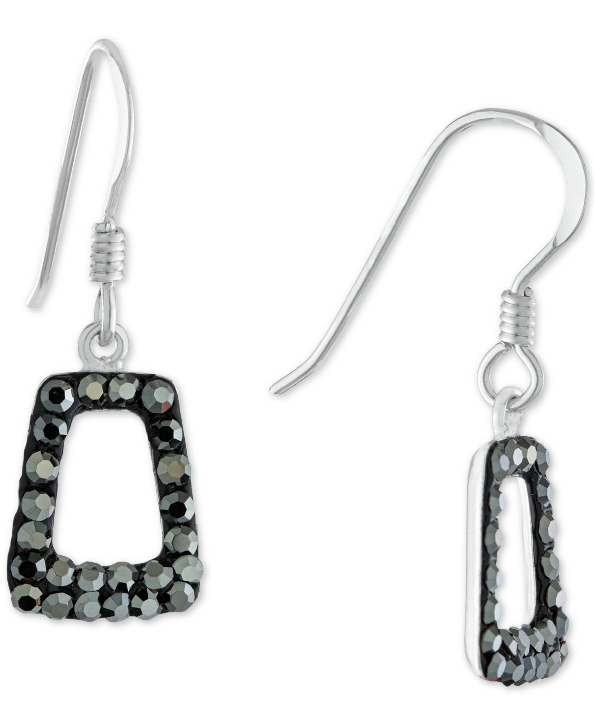 Giani Bernini Crystal Geometric Drop Earrings In Sterling Silver, Created For Macy's In Gray