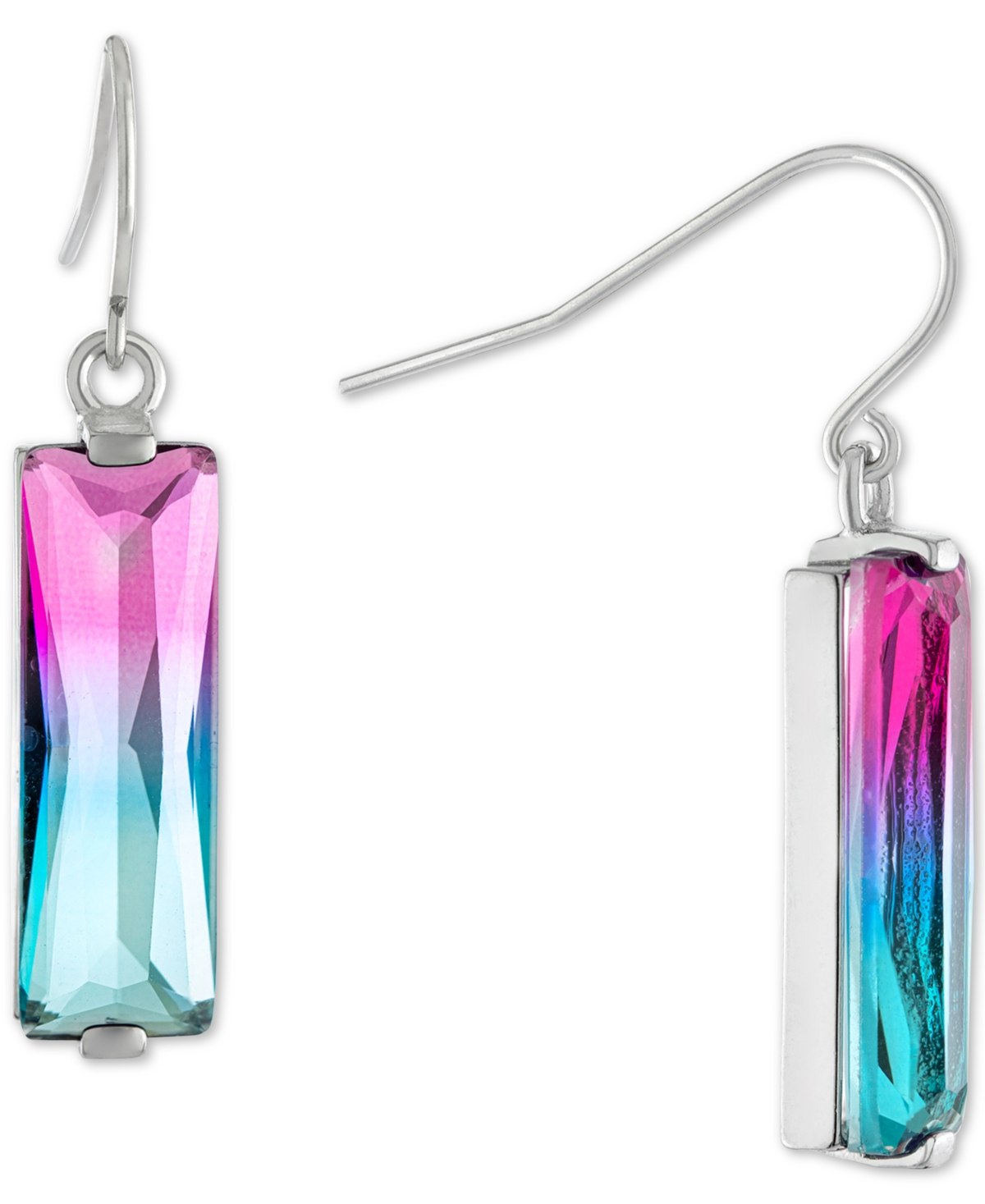 Giani Bernini Fine Ombre Crystal Drop Earrings In Sterling Silver, Created For Macy's In Pink  Blue