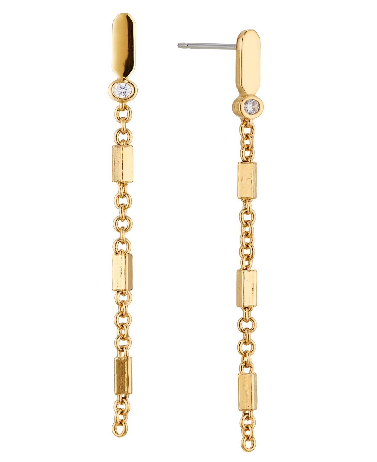 Chain Linear Earring - Gold Tone