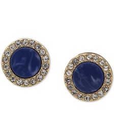 Gold-Tone Pavé & Color Halo Stud Earrings