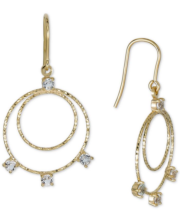 Macy's - White Topaz Circle Drop Earrings (3/4 ct. t.w.) in 14k Gold-Plated Sterling Silver