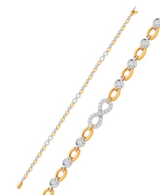 Macy's - Diamond Infinity Open Link Bracelet (1/2 ct. t.w.) in Sterling Silver & 14k Gold-Plate