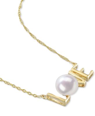 Cultured Freshwater Pearl (7mm) LOVE 17" Pendant Necklace 