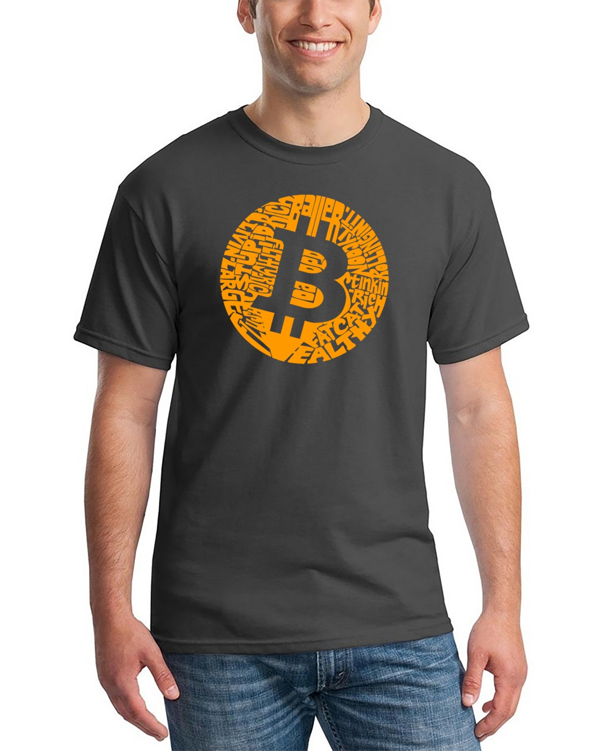 La Pop Art Men's Bitcoin Word Art T-shirt