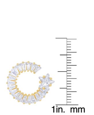 Cubic Zirconia Baguette Round Star Post Gold Plate Earrings