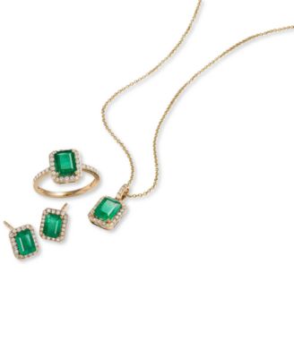 EFFY Emerald (1-9/10 ct. t.w.) and Diamond (1/4 ct. t.w.) Stud Earrings in 14k Gold, Created for Macy's