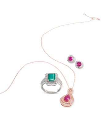 EFFY&reg; Tanzanite (9/10 ct. t.w.) & Diamond (1/3 ct. t.w.) Stud Earrings in 14k White or Yellow Gold (Also available in Ruby, Emerald & Sapphire)