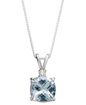 image of Aquamarine (1-1/3 ct. tw.) and Diamond Accent Pendant Necklace in 14k White Gold
