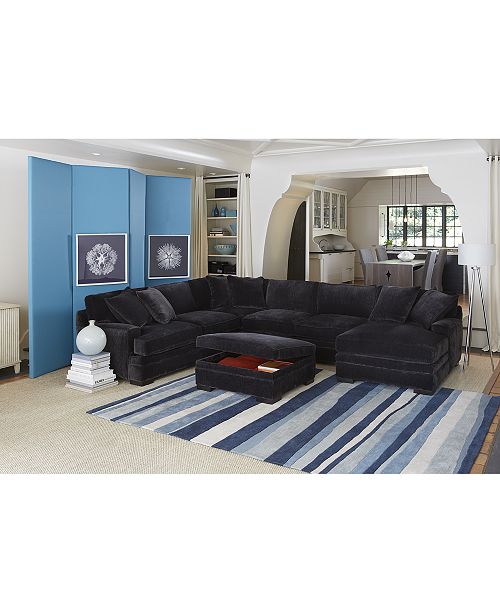 Furniture CLOSEOUT! Teddy Fabric 4Piece Chaise Sectional Sofa, Created