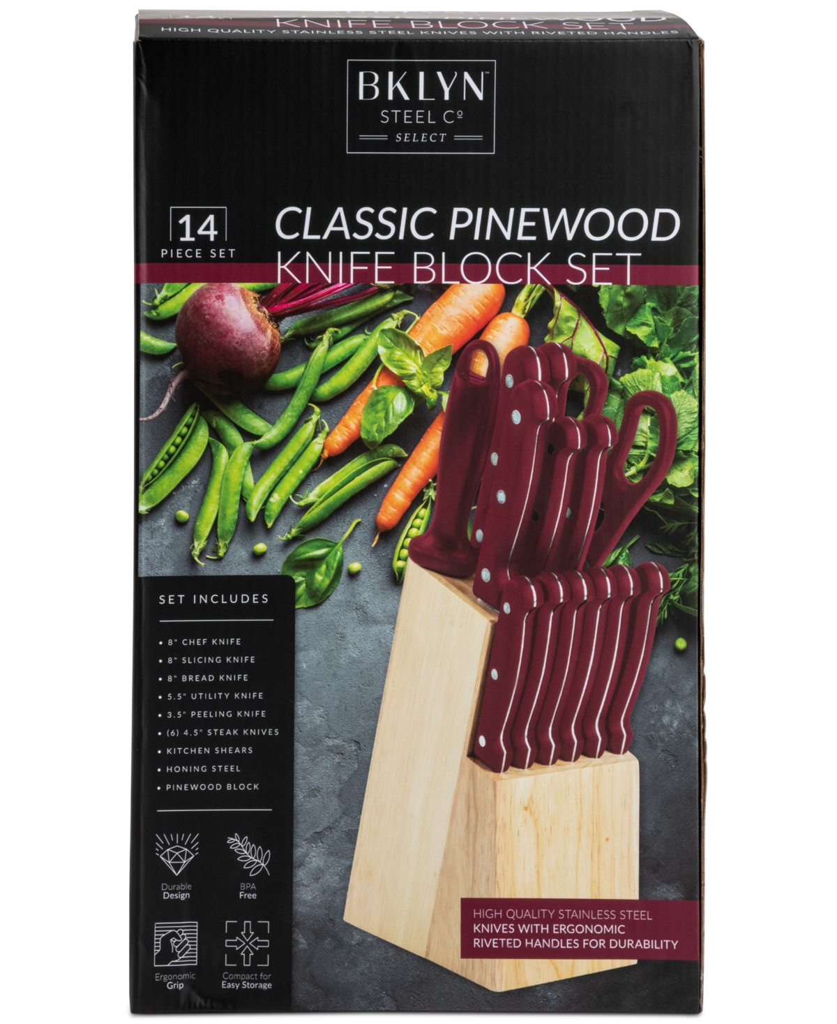 Brooklyn Steel Co. 14-Pc. Classic Knife Block Set