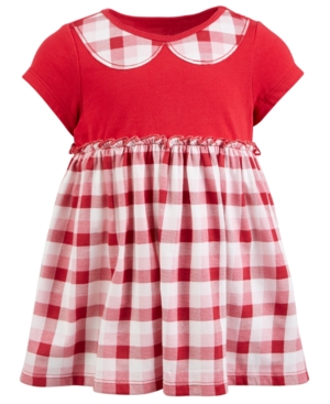 First Impressions Kids' Baby Girls Plaid Cotton Tunic, Created For Macy's In Cherry Red