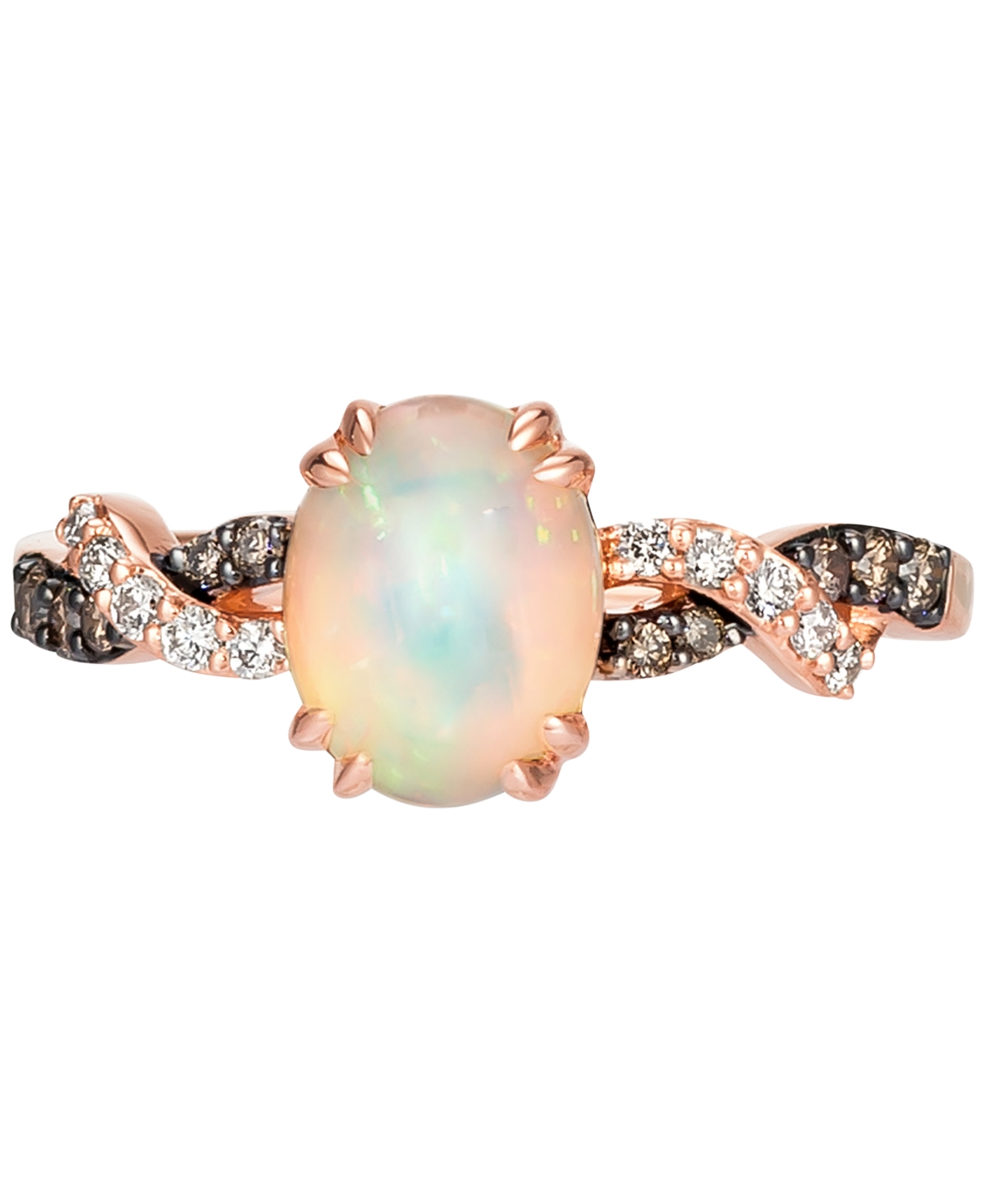 Le Vian(1 ct. t.w.) & Diamond (1/6 ct. t.w.) Twist Ring in 14k Rose Gold - Neopolitan Opal